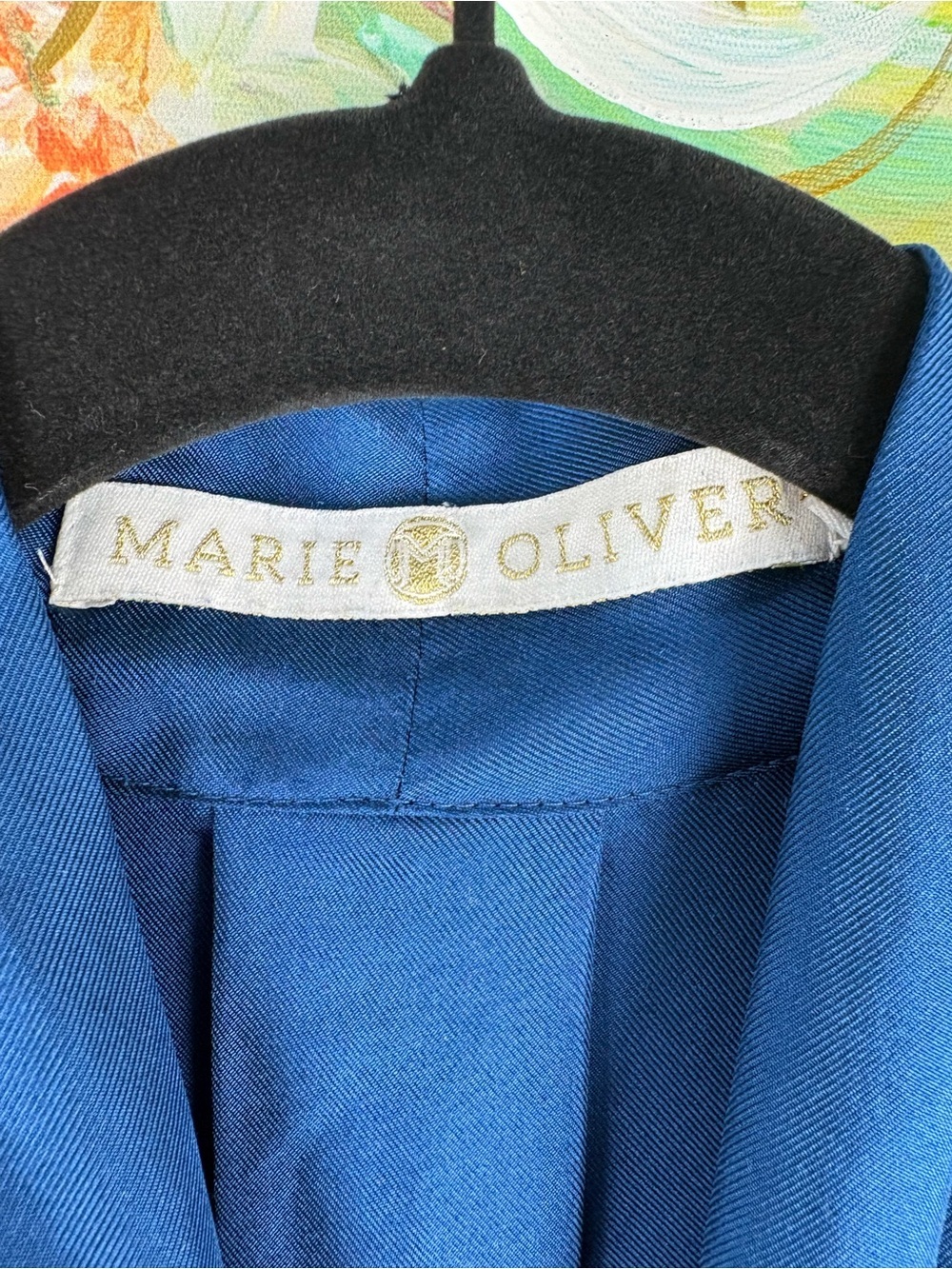 Marie Oliver 100% Silk Blue Puff Sleeve Split Neck Blouse Size S - Picture 3 of 11